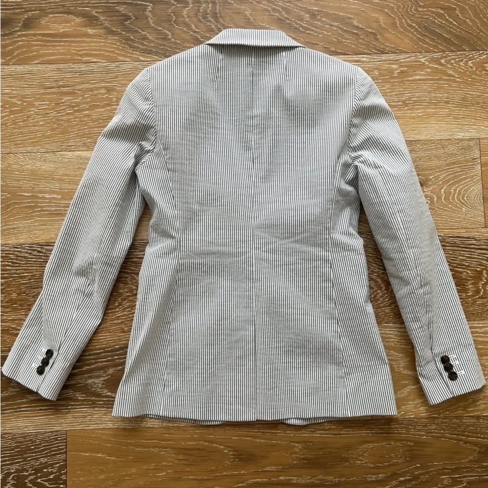 J.Crew Gray & White Striped Seersucker Blazer Jacket sz.0